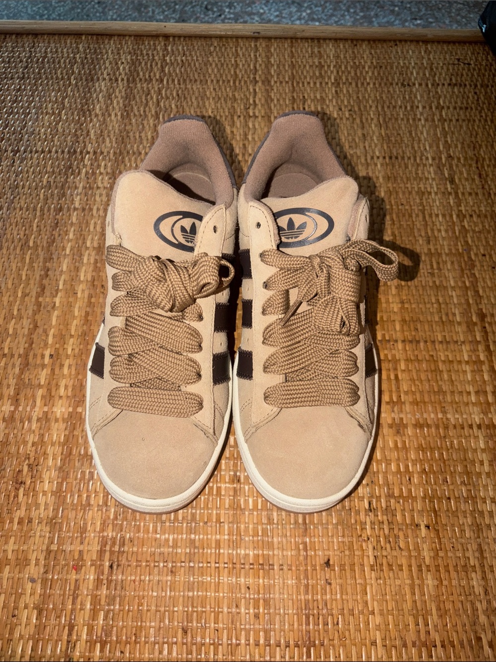 adidas Campus Beige Suede Sneakers with Dark Brown Stripes